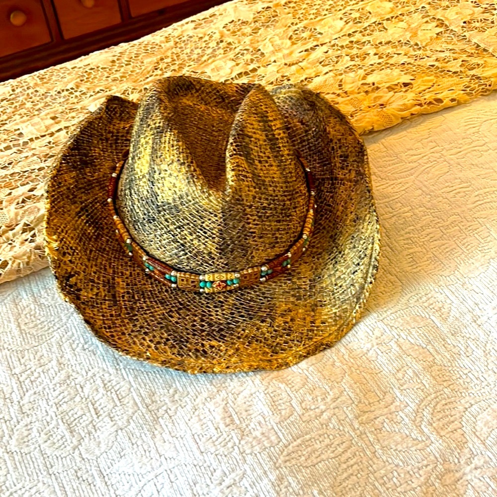 Straw Cowboy Hat with Southwest band